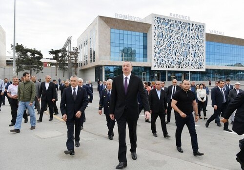 Президент Ильхам Алиев принял участие в открытии Сабунчинского железнодорожного вокзала (Фото-Обновлено)