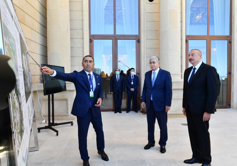 Президенты Азербайджана и Казахстана ознакомились с проектом Центра творческого развития для детей имени Курмангазы, который будет построен в Физули (Фото-Обновлено)