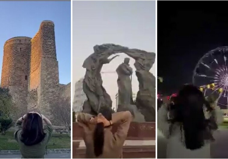 В Баку молодые девушки провели флешмоб в поддержку протестующих в Южном Азербайджане (Видео)