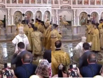 Патриарх Кирилл упал во время литургии (Видео)