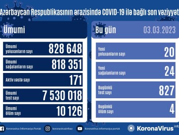 COVID-19 в Азербайджане: инфицированы 20 человек, четверо умерли